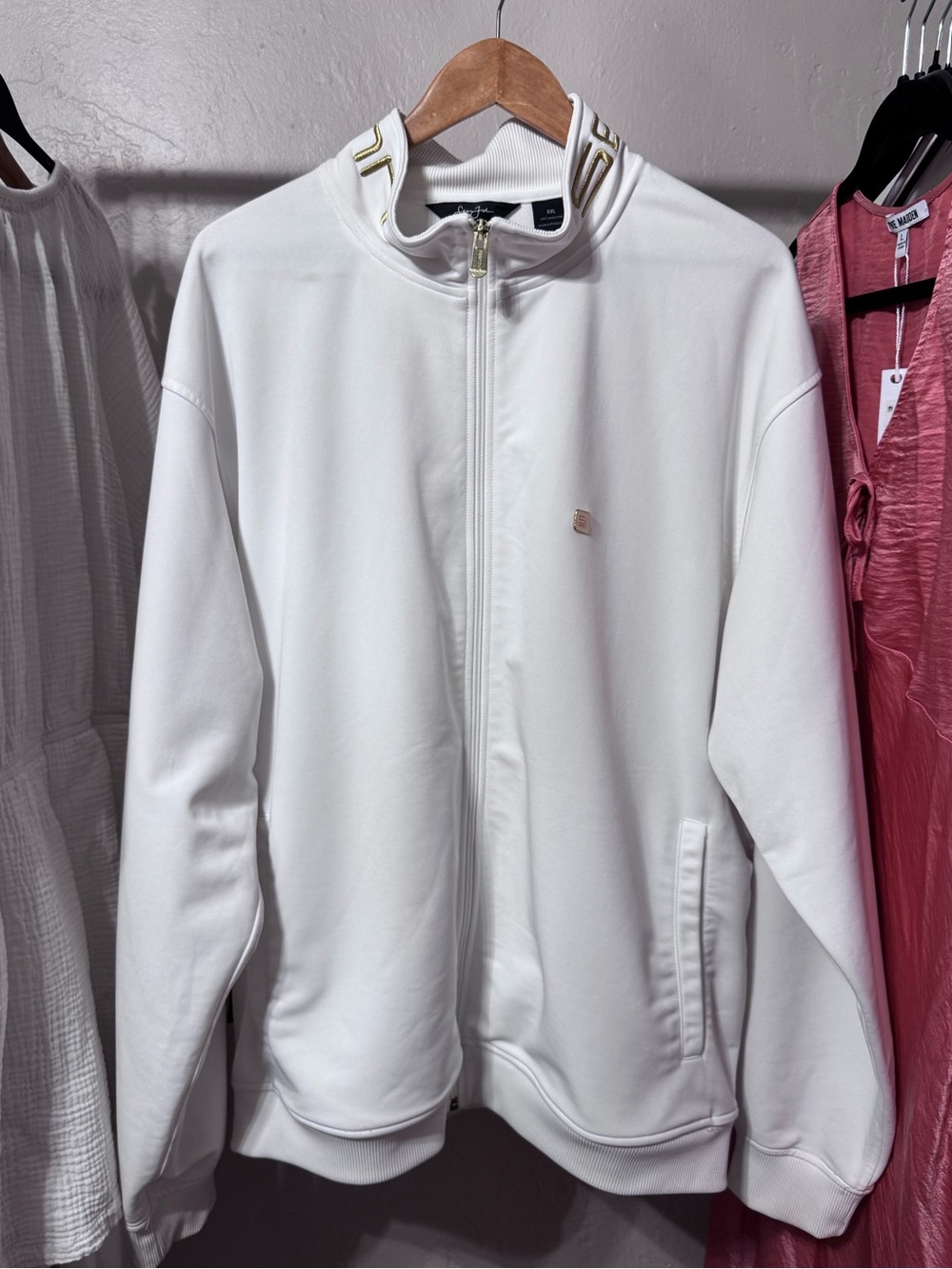 Sean John White Track Jacket with Gold Trim
